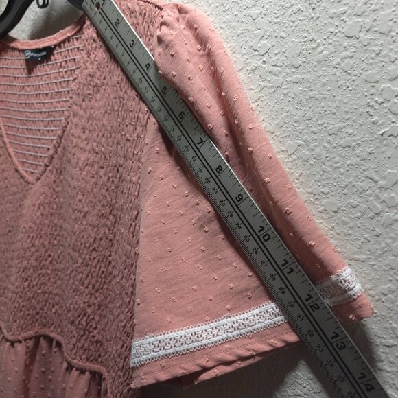 Pretty Garden Pink‎ Short Sleeve Smocked Tiered Maxi Dress Size Medium - Picture 6 of 8